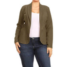 Open Front Long Sleeves Waist Length Blazer Jacket - VacationGrabs