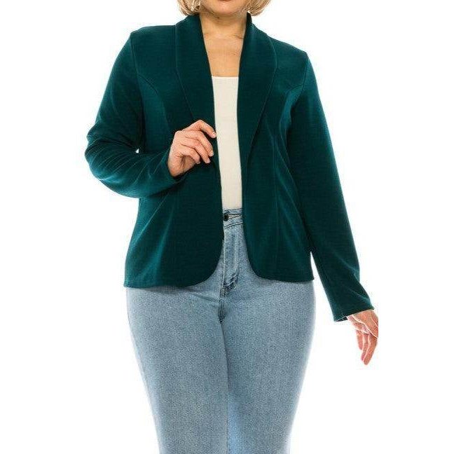 Open Front Long Sleeves Waist Length Blazer Jacket - VacationGrabs