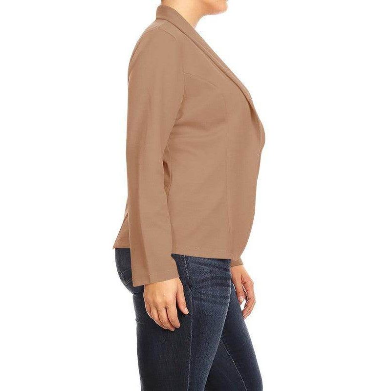 Open Front Long Sleeves Waist Length Blazer Jacket - VacationGrabs