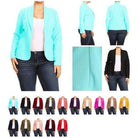 Open Front Long Sleeves Waist Length Blazer Jacket - VacationGrabs