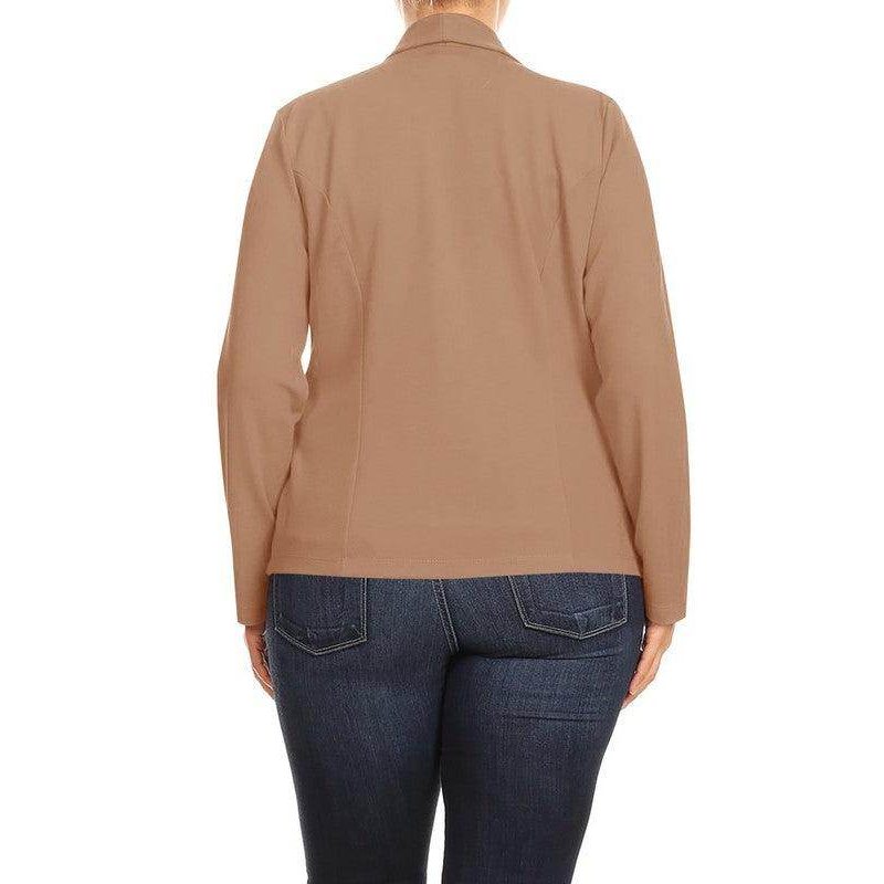 Open Front Long Sleeves Waist Length Blazer Jacket - VacationGrabs