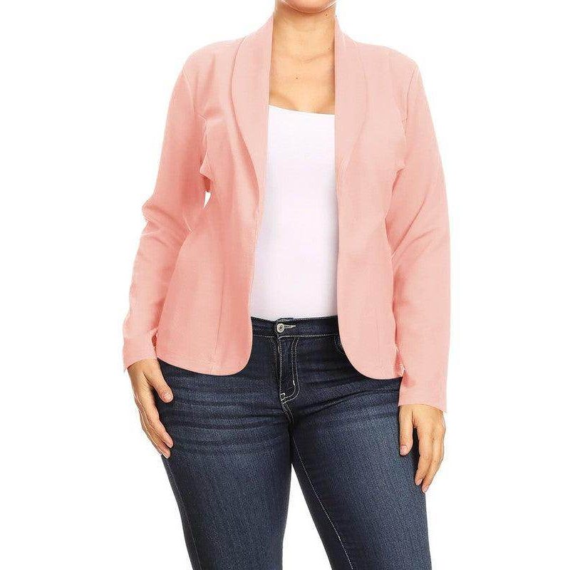 Open Front Long Sleeves Waist Length Blazer Jacket - VacationGrabs