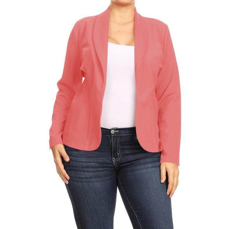 Open Front Long Sleeves Waist Length Blazer Jacket - VacationGrabs