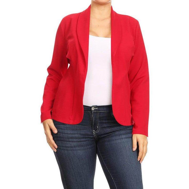 Open Front Long Sleeves Waist Length Blazer Jacket - VacationGrabs
