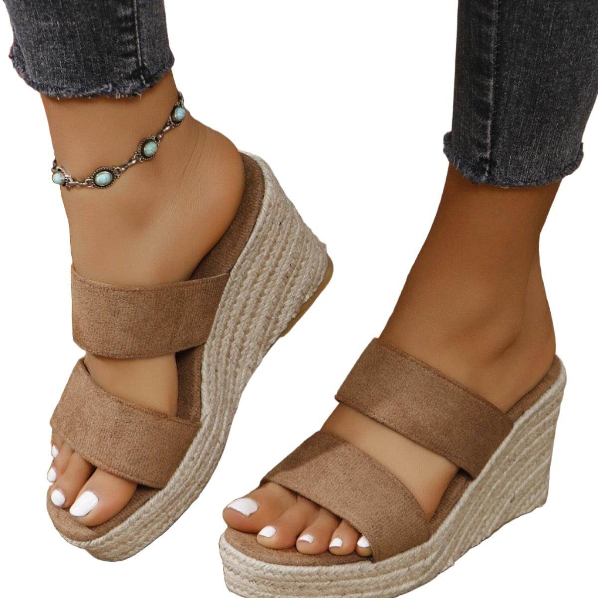 Open Toe Wedge Sandals - VacationGrabs