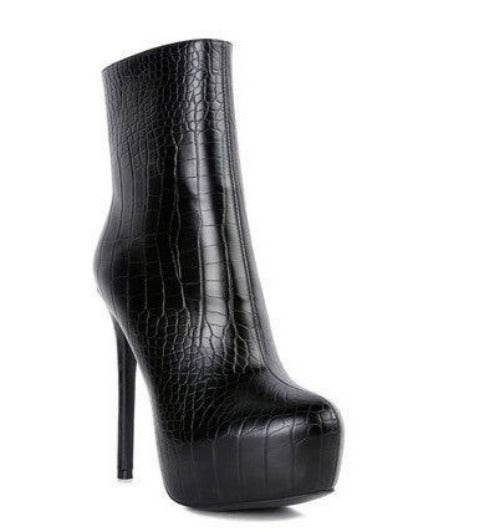 Orion High Heeled Croc Ankle Boot - VacationGrabs