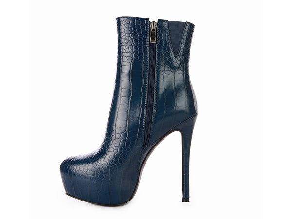 Orion High Heeled Croc Ankle Boot - VacationGrabs