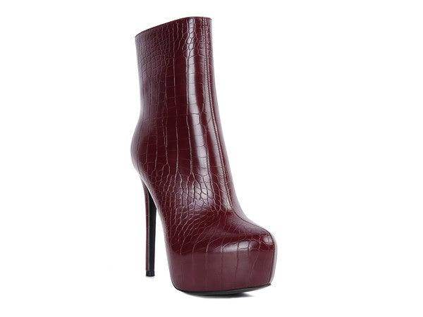 Orion High Heeled Croc Ankle Boot - VacationGrabs