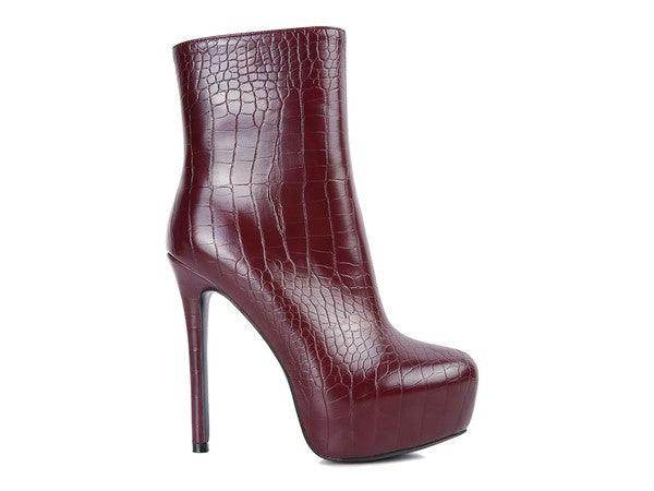 Orion High Heeled Croc Ankle Boot - VacationGrabs