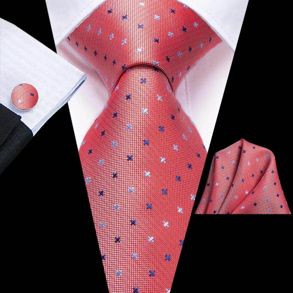 Men's Accessories - Ties Over 20 Pink Shades 100% Silk Mens Tie Pocket Square Cufflinks Set Rose Solid Paisley