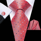 Men's Accessories - Ties Over 20 Pink Shades 100% Silk Mens Tie Pocket Square Cufflinks Set Rose Solid Paisley