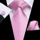 Men's Accessories - Ties Over 20 Pink Shades 100% Silk Mens Tie Pocket Square Cufflinks Set Rose Solid Paisley