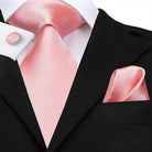 Men's Accessories - Ties Over 20 Pink Shades 100% Silk Mens Tie Pocket Square Cufflinks Set Rose Solid Paisley