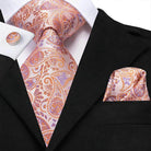 Men's Accessories - Ties Over 20 Pink Shades 100% Silk Mens Tie Pocket Square Cufflinks Set Rose Solid Paisley