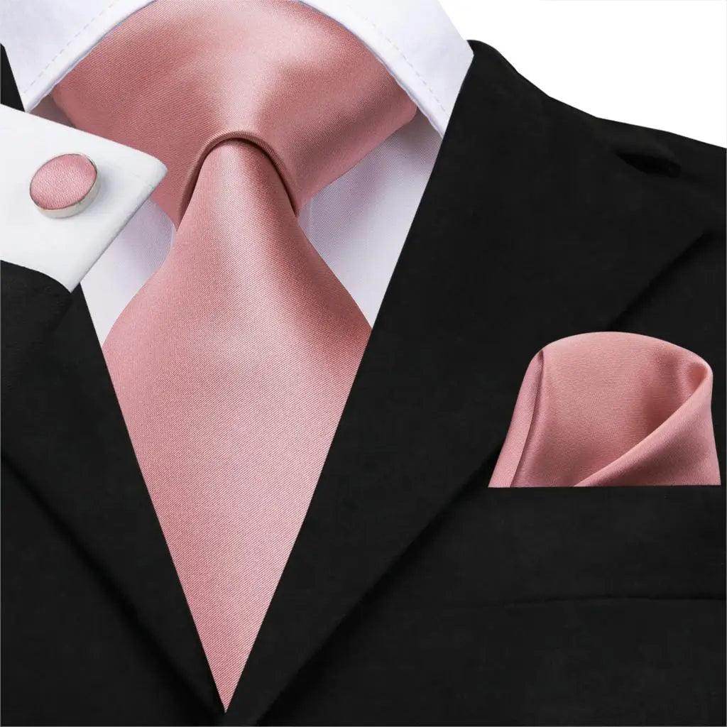 Men's Accessories - Ties Over 20 Pink Shades 100% Silk Mens Tie Pocket Square Cufflinks Set Rose Solid Paisley