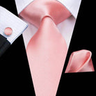 Men's Accessories - Ties Over 20 Pink Shades 100% Silk Mens Tie Pocket Square Cufflinks Set Rose Solid Paisley