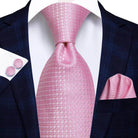 Men's Accessories - Ties Over 20 Pink Shades 100% Silk Mens Tie Pocket Square Cufflinks Set Rose Solid Paisley