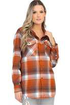 Oversized Checker Plaid Flannel Long Sleeves - VacationGrabs