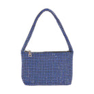 Oversized stone hobo bag in blue adorned with sparkling stones for a stylish accessory