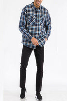 WEIV padded flannel for men in blue plaid design, perfect for stylish casual wear