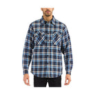 WEIV padded flannel for men in blue plaid design with button-down front and chest pockets