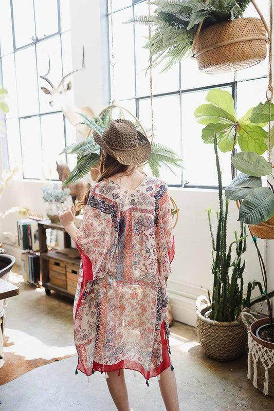 Paisley Floral Patchwork Kimono - VacationGrabs