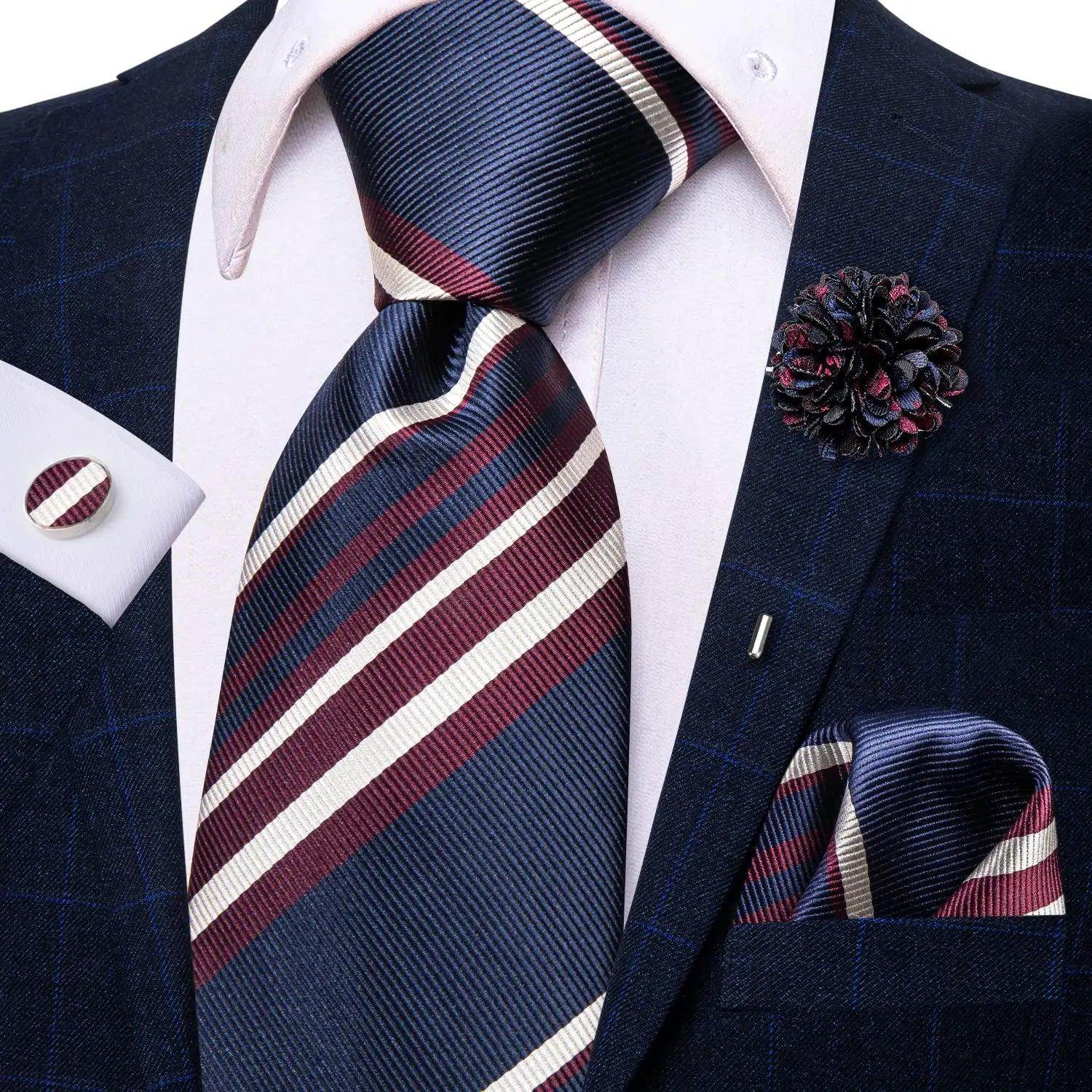 Men's Accessories - Ties Paisley Neckties With Brooch Silk Elegent Wedding Tie For Men Cufflinks 28 Colors