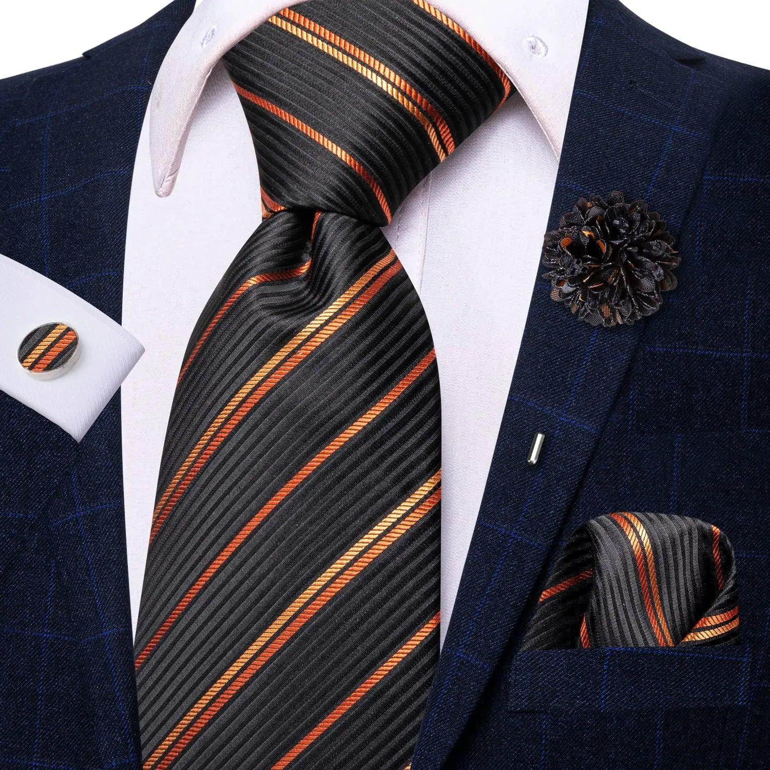Paisley Neckties With Brooch Silk Elegent Wedding Tie For - VacationGrabs