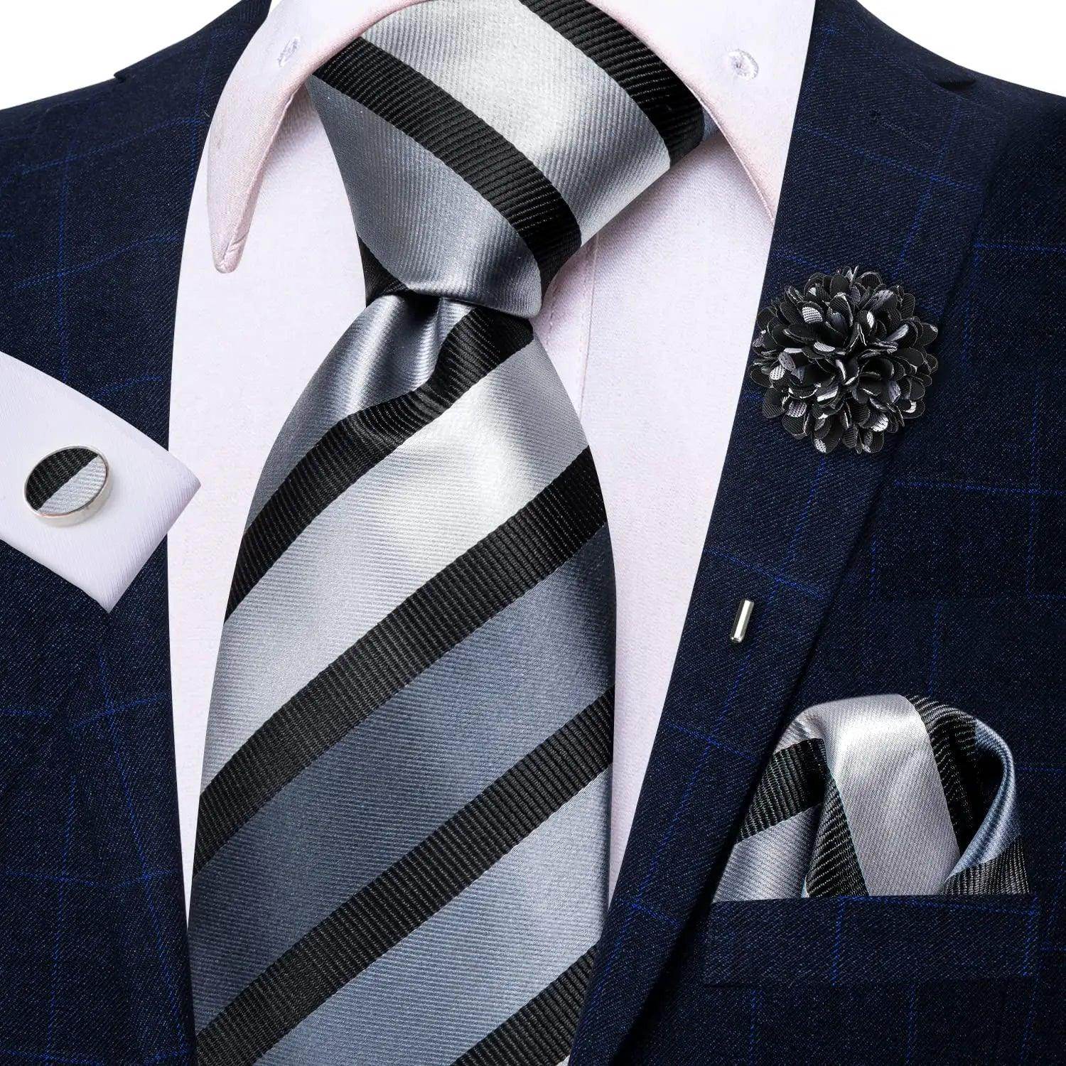 Paisley Neckties With Brooch Silk Elegent Wedding Tie For - VacationGrabs