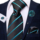 Paisley Neckties With Brooch Silk Elegent Wedding Tie For - VacationGrabs