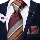 Paisley Neckties With Brooch Silk Elegent Wedding Tie For - VacationGrabs