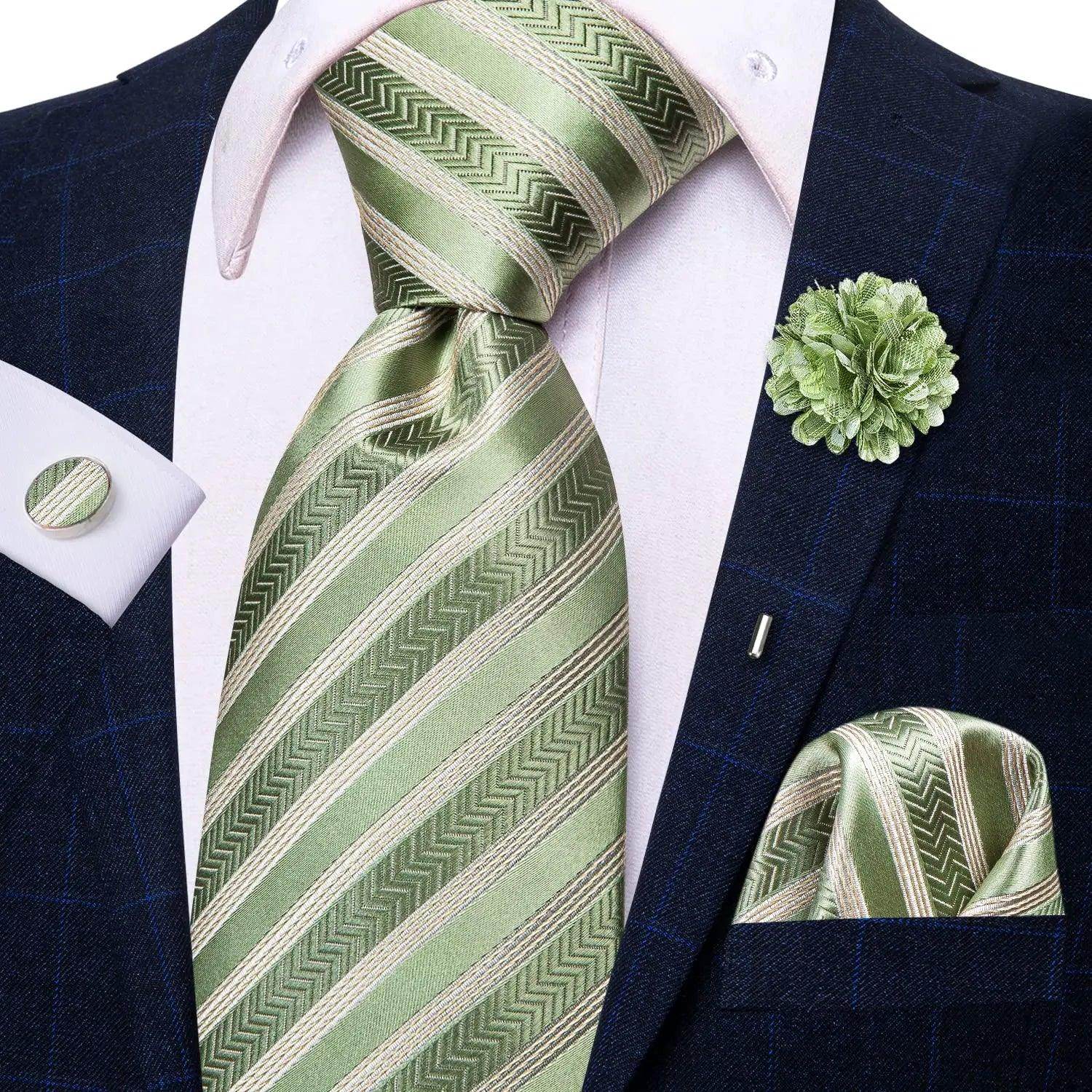 Paisley Neckties With Brooch Silk Elegent Wedding Tie For - VacationGrabs