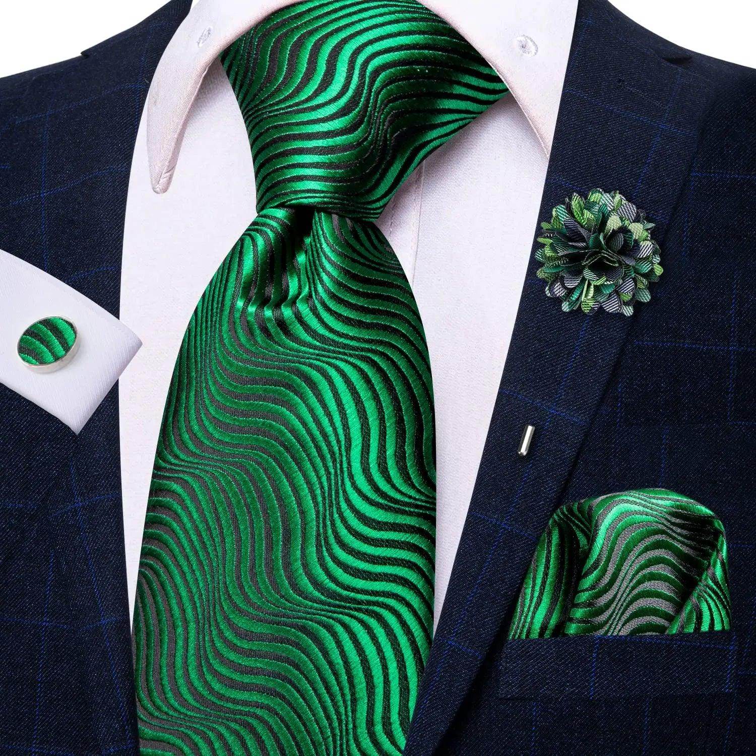 Paisley Neckties With Brooch Silk Elegent Wedding Tie For - VacationGrabs