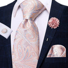 Paisley Neckties With Brooch Silk Elegent Wedding Tie For - VacationGrabs