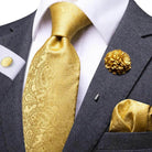 Paisley Neckties With Brooch Silk Elegent Wedding Tie For - VacationGrabs