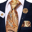 Paisley Neckties With Brooch Silk Elegent Wedding Tie For - VacationGrabs