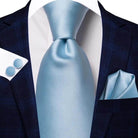 Men's Accessories - Ties Pastel Solid Silk Wedding Ties For Men Fashion Design Handky Cufflink Sets