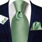 Men's Accessories - Ties Pastel Solid Silk Wedding Ties For Men Fashion Design Handky Cufflink Sets