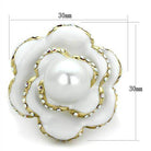 Elegant pearl flower statement ring for women with gold accents and sparkling details