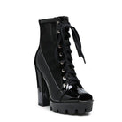 Peepque Peep Toe Lace-Up Booties - VacationGrabs