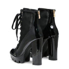 Peepque Peep Toe Lace-Up Booties - VacationGrabs