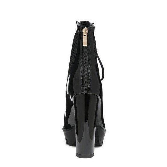 Peepque Peep Toe Lace-Up Booties - VacationGrabs