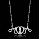 Personalized mom pendant necklace with a decorative heart design and sparkling accents