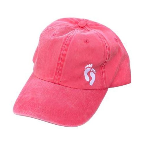 Ocean and 7th Pigment Dyed Cap in Pink with Footprint Design for Casual Style