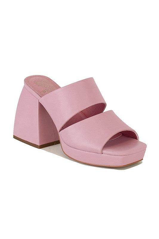 Let's See Style pink block heel sandals with wide straps for stylish summer wear