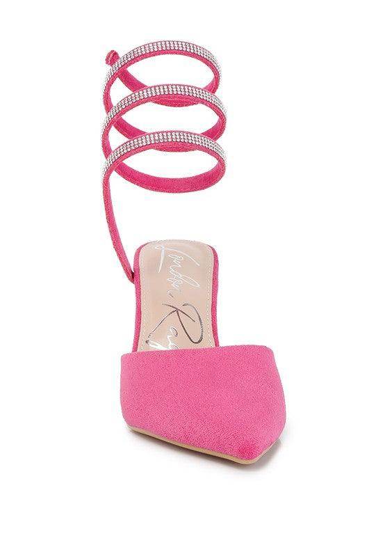 Rag Company pink embellished strap heels with a chic design and a square toe for stylish occasions