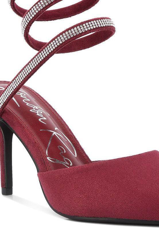 Rag Company pink embellished strap heels with a stylish design and slender high heels