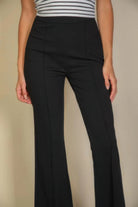 VacationGrabs black flare trousers for women with high waist and fitted design