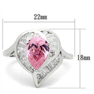 VacationGrabs pink gemstone silver ring with a pear-shaped pink stone and sparkling accents