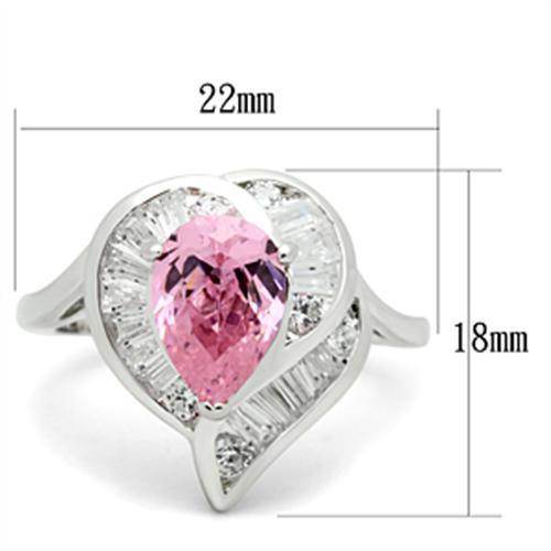 VacationGrabs pink gemstone silver ring with a pear-shaped pink stone and sparkling accents